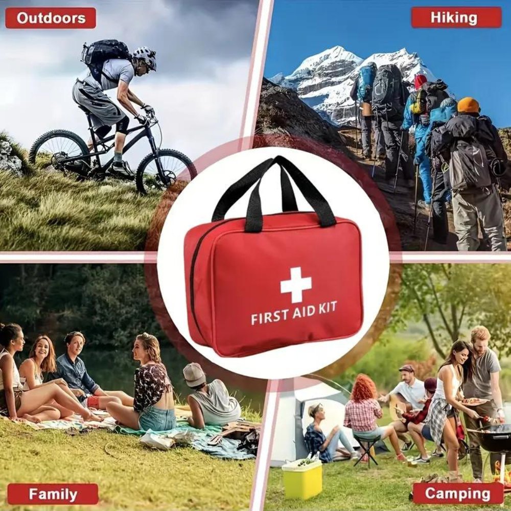 First aid kit for outdoors, hiking, family outings and camping