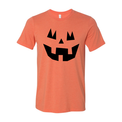 Cute Scary Pumpkin Faces Halloween T-Shirt in heather orange