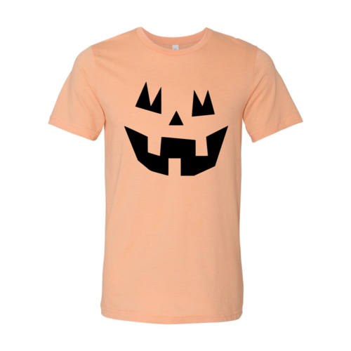 Cute Scary Pumpkin Faces Halloween T-Shirt in heather peach