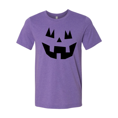 Cute Scary Pumpkin Faces Halloween T-Shirt in heather team purple