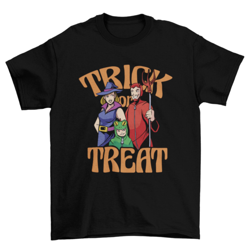 Family Halloween Costumes Trick or Treat T-Shirt in black