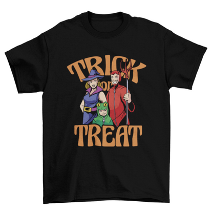 Family Halloween Costumes Trick or Treat T-Shirt in black