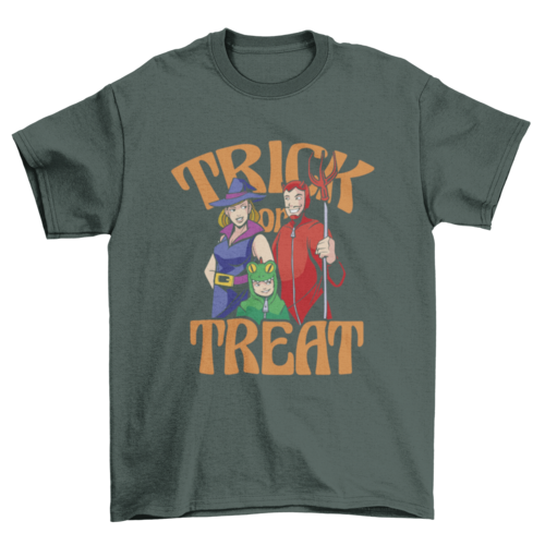Family Halloween Costumes Trick or Treat T-Shirt in forest green