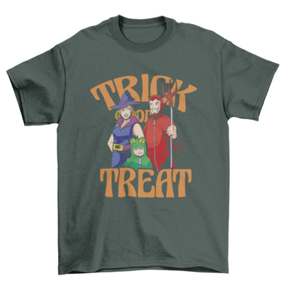 Family Halloween Costumes Trick or Treat T-Shirt in forest green