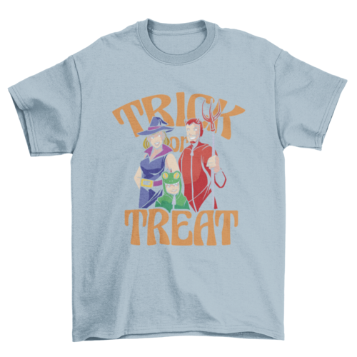 Family Halloween Costumes Trick or Treat T-Shirt in light blue