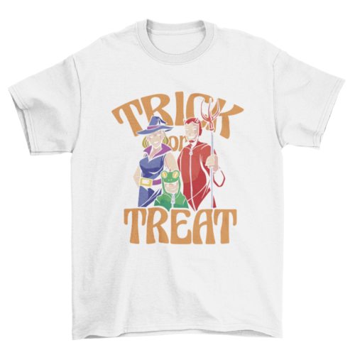 Family Halloween Costumes Trick or Treat T-Shirt in white