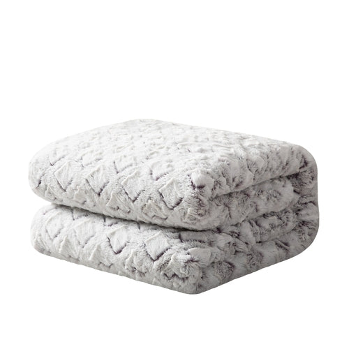 Faux fur sherpa throw blanket folded on white