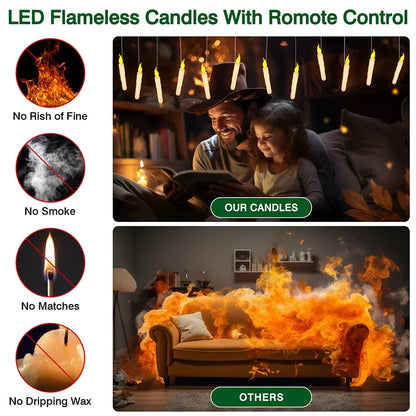 LED flameless taper candles: no fire risk, no smoke, no matches and no dripping wax