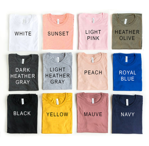 It's a Southern Kinda Thang t-shirt color chart with 12 colors