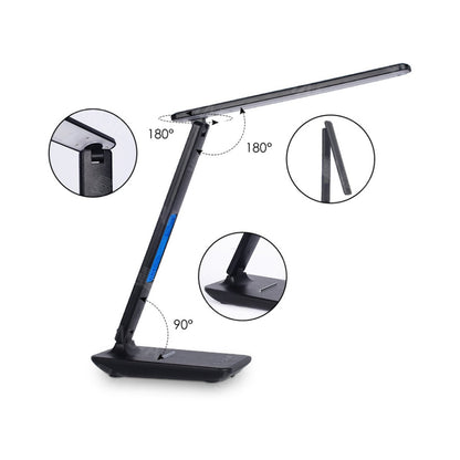 Desk lamp adjustable arm folds 180 and 90 degrees
