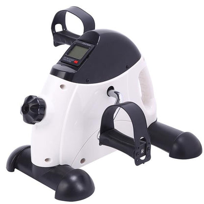 White and black mini pedal exercise bike with LCD monitor