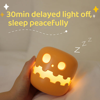 Pumpkin night light with 30-minute auto-off timer for bedtime
