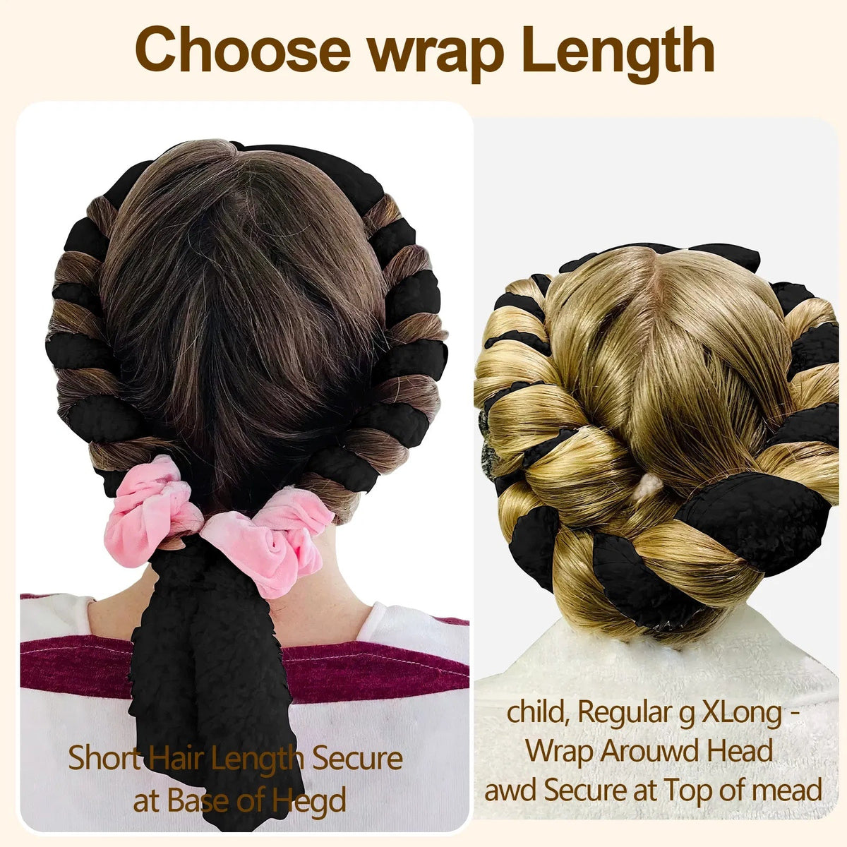 How to wrap the heatless curler for short hair and for long hair