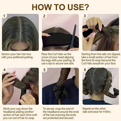 Step-by-step guide to wrapping hair around the heatless curling rod