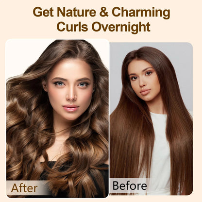 Before and after: straight hair and overnight curls from the heatless curler