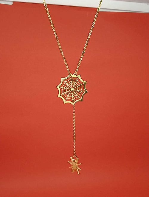 Spider Web Necklace in gold
