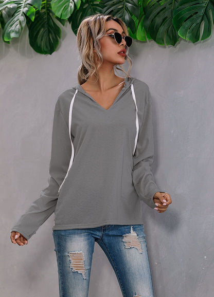Women's V-Neck Knit Sweater in dark grey