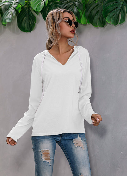 Women's V-Neck Knit Sweater in white